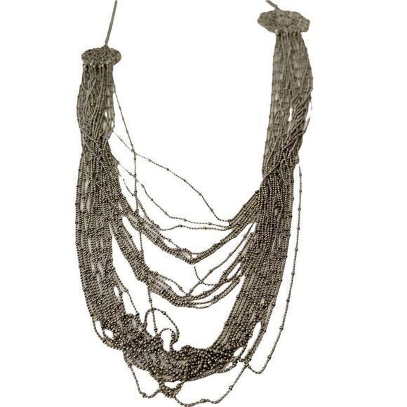 Long Multi Chain Layered Boho Style Beaded Necklace - Picture 2 of 5